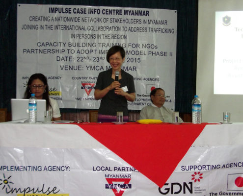 Hasina Kharbhih - Chair of Board, Impulse NGO Network. Kyoko Kasuki - Chief Advisor JICA/ICTP U Tha Sein President Myanmar YMCA.